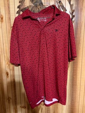 Ariat Red Polo with Black Microprint